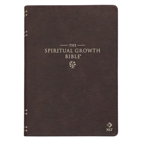 The Spiritual Growth Bible, Study Bible, NLT - New Living Translation Holy Bible, Faux Leather, Walnut Brown - Leather