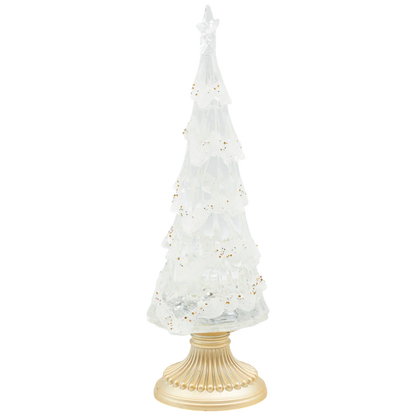 Lighted Swirl Tree with Gold Crystals & Base