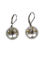 Sterling Silver CZ Gold Plated Tree of Life Earrings