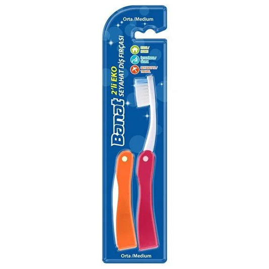 Banat Travel Toothbrush Set (2-Pack): Compact & Portable Manual Toothbrushes for Travel, Work & Home Oral Hygiene