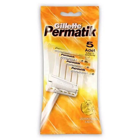 Permatik Disposable Razor Blades 5-Pack: Hygienic Single-Use Razors for Body Hair Removal, Non-Clogging Design