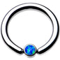 10G 1/2 Aqua Faux Opal 4mm Disc BCR Captive Ring