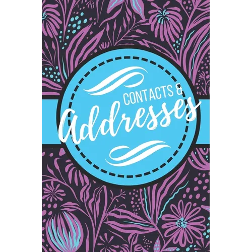 Contacts & Addresses: Blue and Purple Modern Flower Design - Paperback