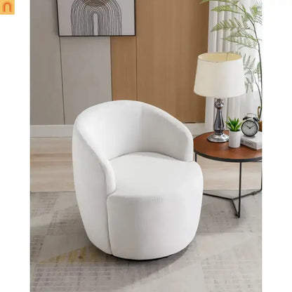 Accent Chair Barrel Swivel Velvet White 360 Degree 250 lb 25in