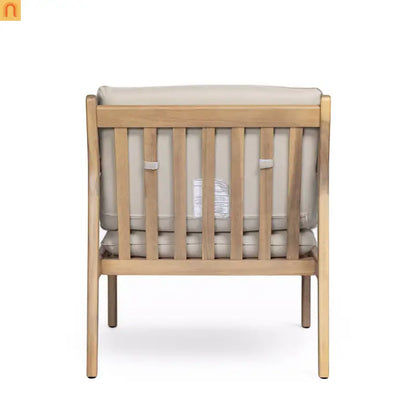 Outdoor Armchair Set Acacia Wood Light Teak Cushion Set of 2