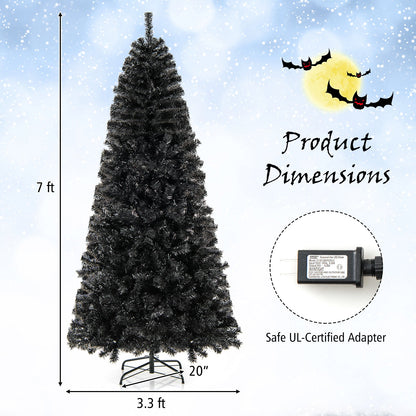 6/7 FT Artificial Christmas Tree with Bendable Top Section and Warm Light