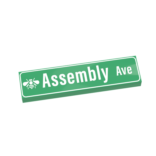 Assembly Ave Street Sign - Custom Printed 1x4 Tile - Made with LEGO® Parts
