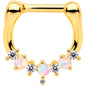 1/4 White Synthetic Opal Gold Tone Plated Flash Septum Clicker