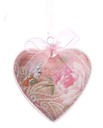 Blush Boho Chic Glass Pink Heart Ornaments -