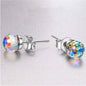 Aurora Borealis Swarovski Crystal Faceted Ball Stud Earrings
