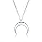 Authentic 925 Sterling Silver Simple Moon Shape Necklace