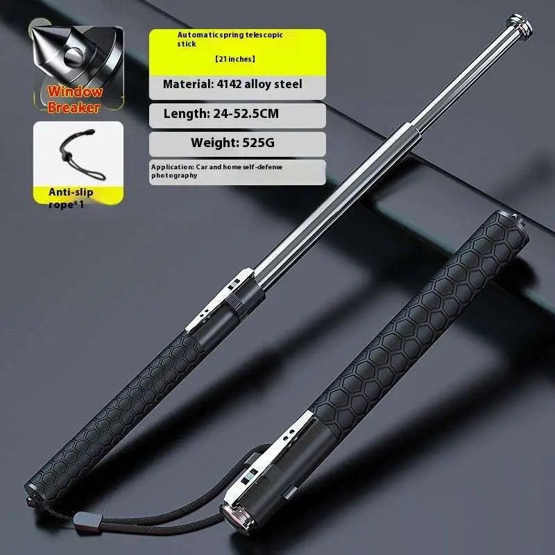 Automatic Spring Silver Self-Defense Baton