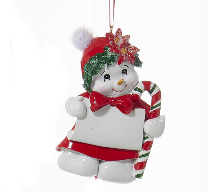 Snow Kid Ornament - Girl - Floral Hat