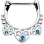 16G 5/16 Aqua Gem Heap of Hearts Septum Clicker