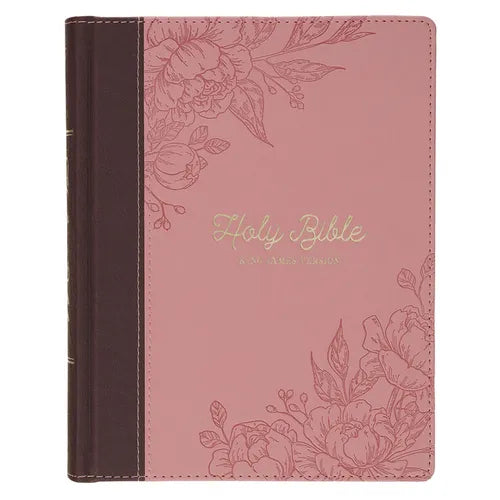 KJV Holy Bible, Note-Taking Bible, Faux Leather Hardcover - King James Version, Brown/Pink - Leather