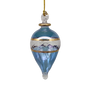 Lattice Glass Ornaments With Gold Accents - Light Blue Teardrop