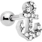 16G 1/4 Clear Gem Nautical Anchor Cartilage Tragus Earring