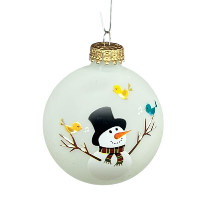 Krebs Value Glass Ball 4 pack - Snowman and Bluebird