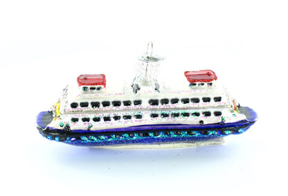 Ferry Boat Glass Ornament