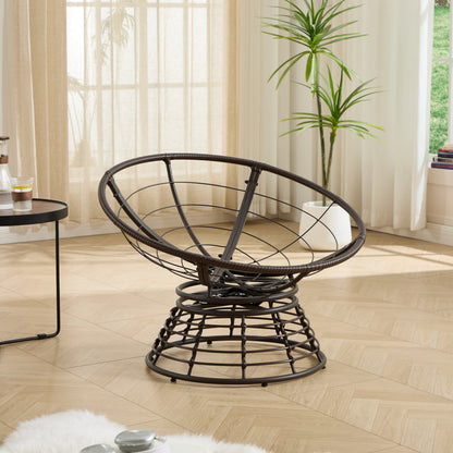 Papasan Chair Wicker Brown 360 Swivel Pink Cushion 300lb