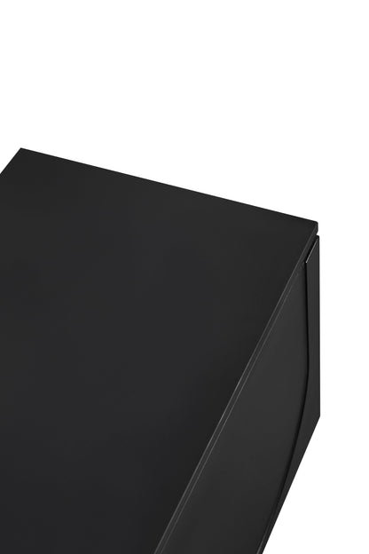 TV Stand Minimalist Black Particle Board Arch Doors Wood Legs Fits 78 In TV