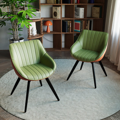 29.53 'MDF modern round coffee table and 2 PU dining chairs set, ring-striped