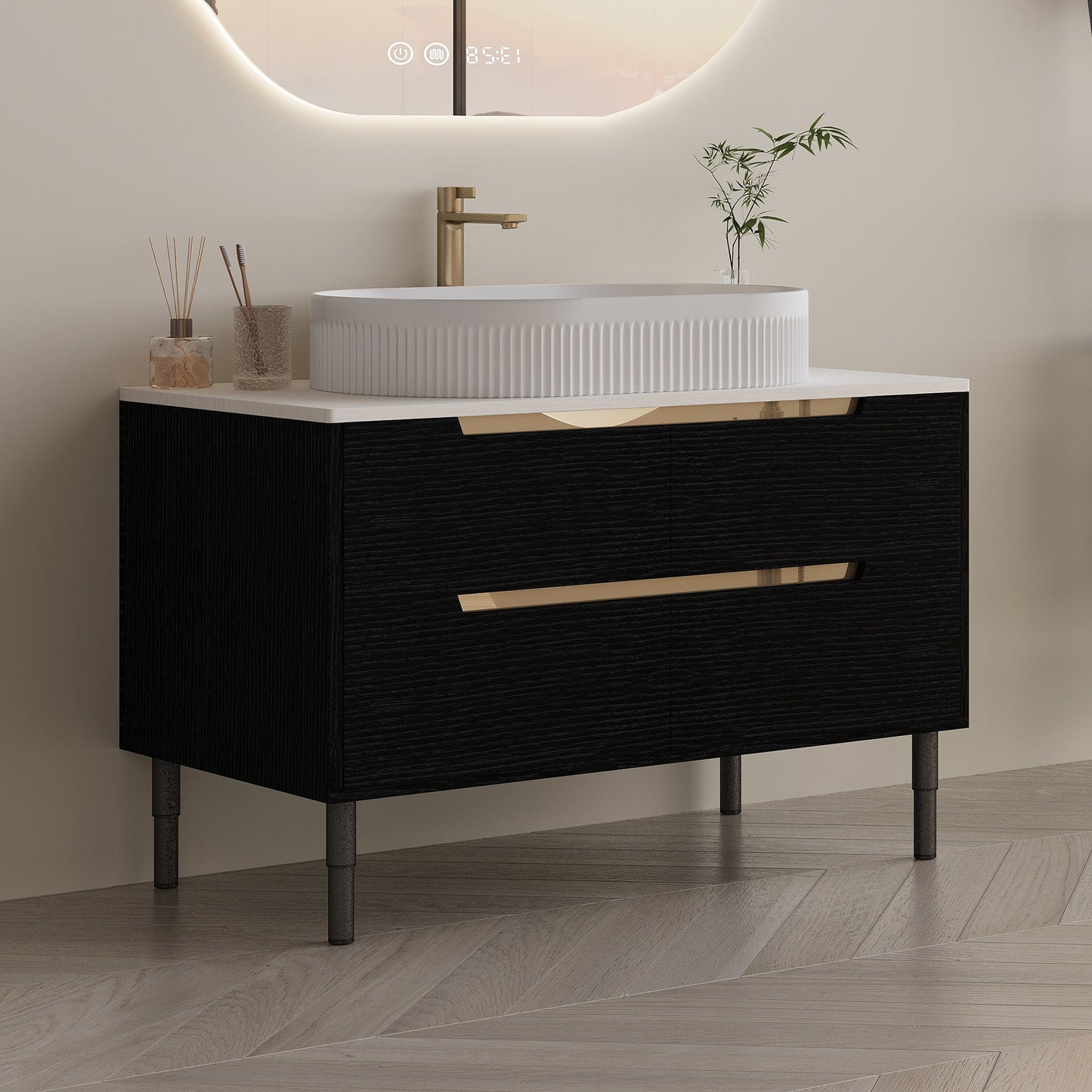 36 inch Bathroom Vanity, Freestanding or Wall Mounted with Ceramic Integrated...