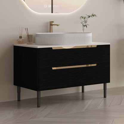 36 inch Bathroom Vanity, Freestanding or Wall Mounted with Ceramic Integrated...