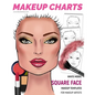 Makeup Charts - Face Charts for Makeup Artists: White Model - SQUARE face shape - Paperback