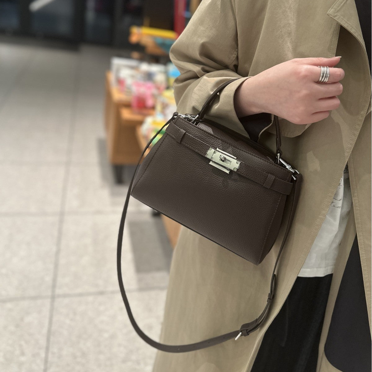 Cross-border Leather Kelly Bag 2026 New Style Simple High-End First-Layer Cowhide Small Square Bag