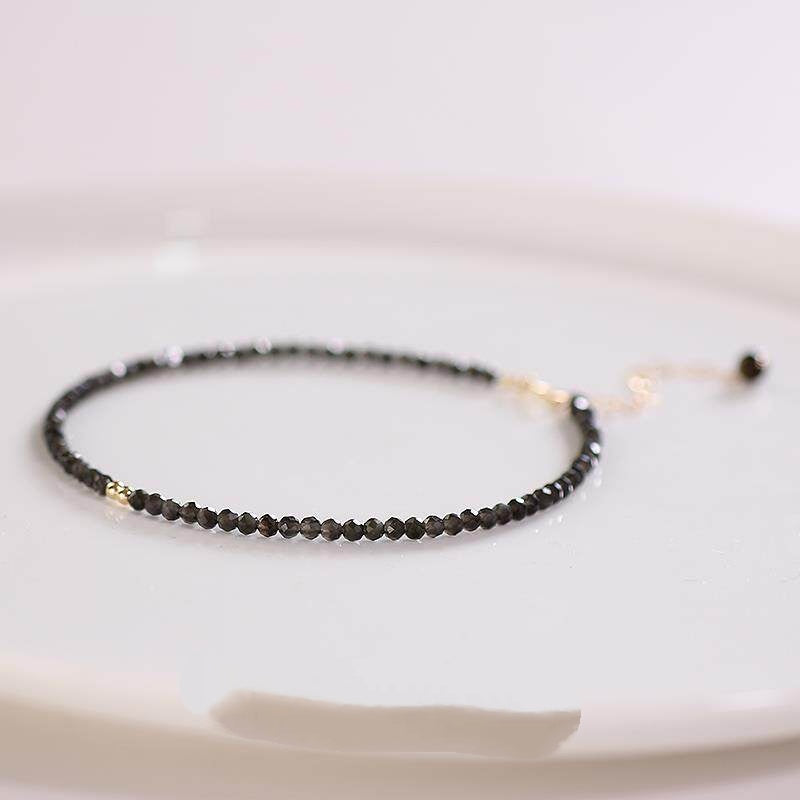 Ultra-fine Natural Obsidian Anklet For Women