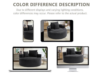 55" Round Memory Foam Velvet Sofa Bed with Cup Holder