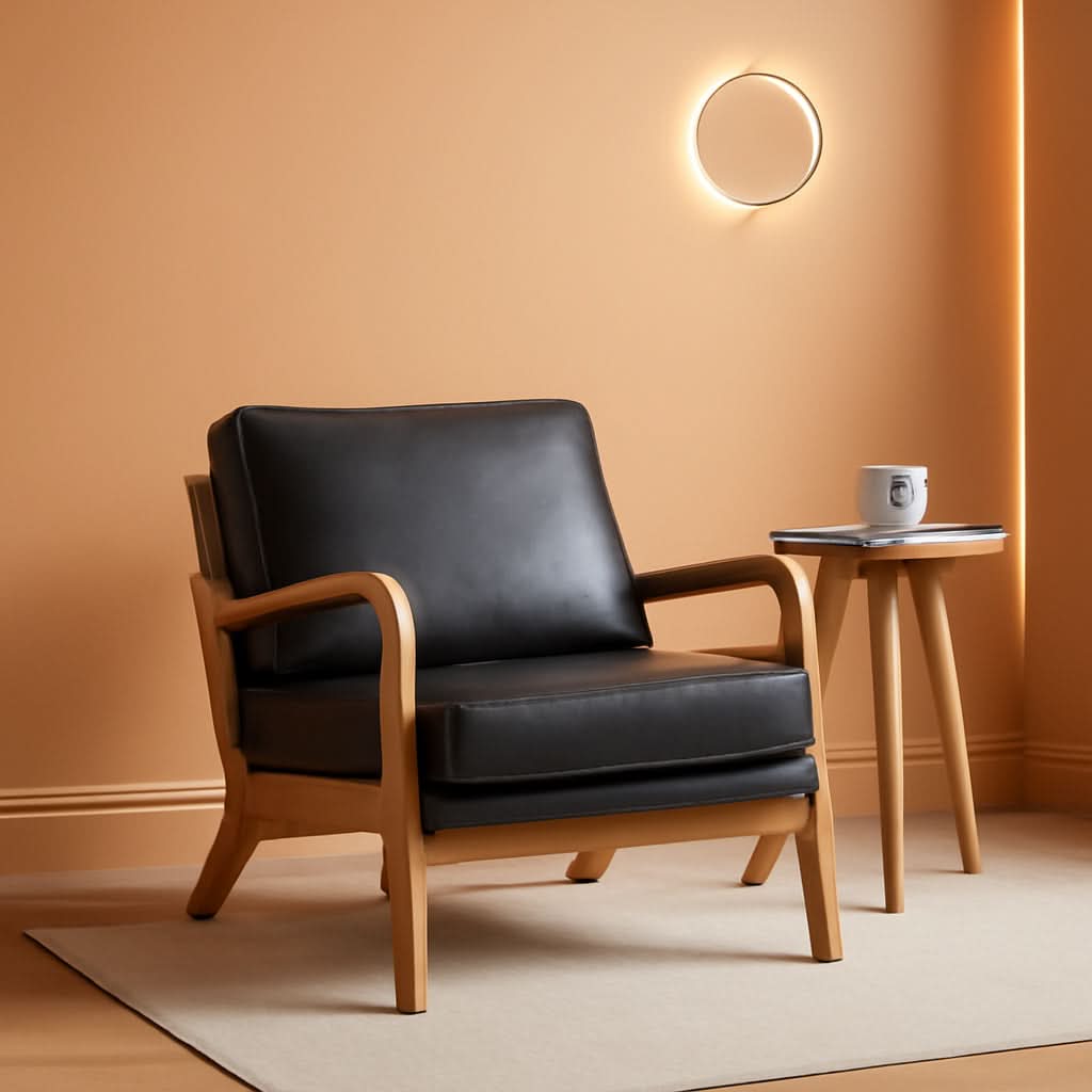 Modern Black Accent Chair With Thick Cushioned Seat