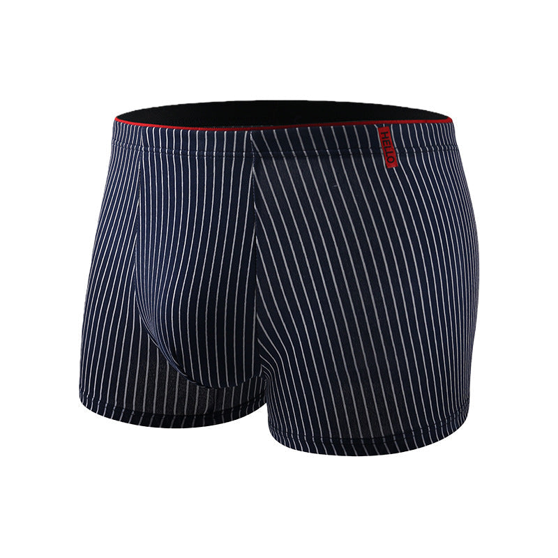Striped Antibacterial Breathable Mid Rise Plus Size Mens Underwear