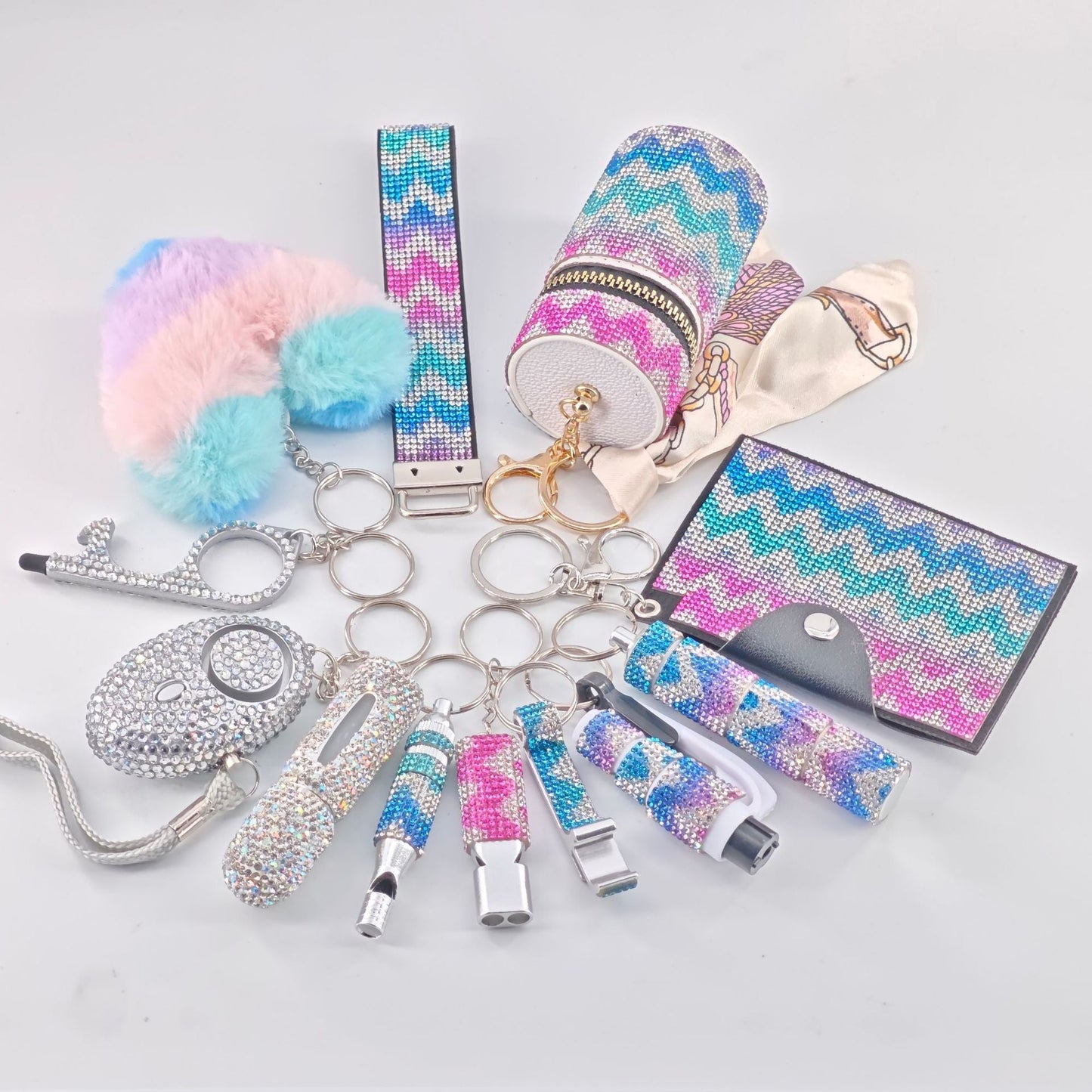 Multifunctional Portable Womens 12-Piece Keychain Set