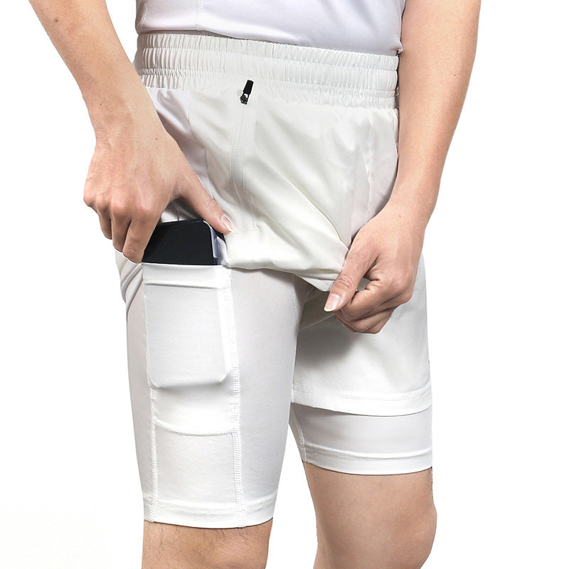 Mens Fitness Sweatpants With Liner Quick-Drying And Breathable Running Shorts