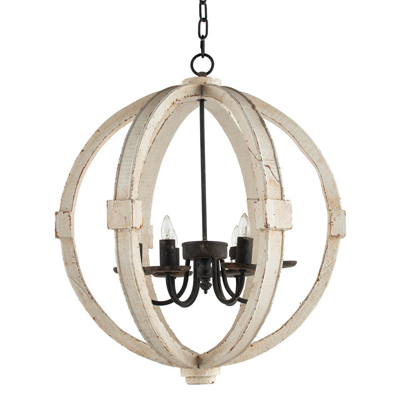Chandelier 6-Light Wood Hanging Adjustable Chain Kitchen Dining Room