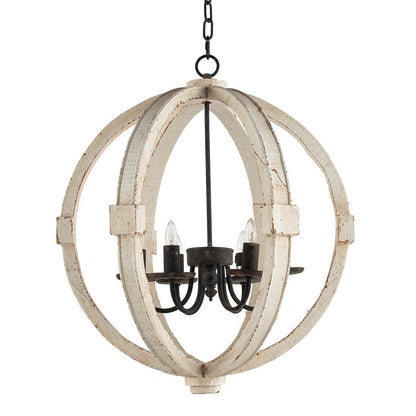 Chandelier 6-Light Wood Hanging Adjustable Chain Kitchen Dining Room