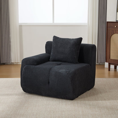 Sectional Sofa Modular 2-Seat Polyester Charcoal Cloud Tufted No Assembly 73 In
