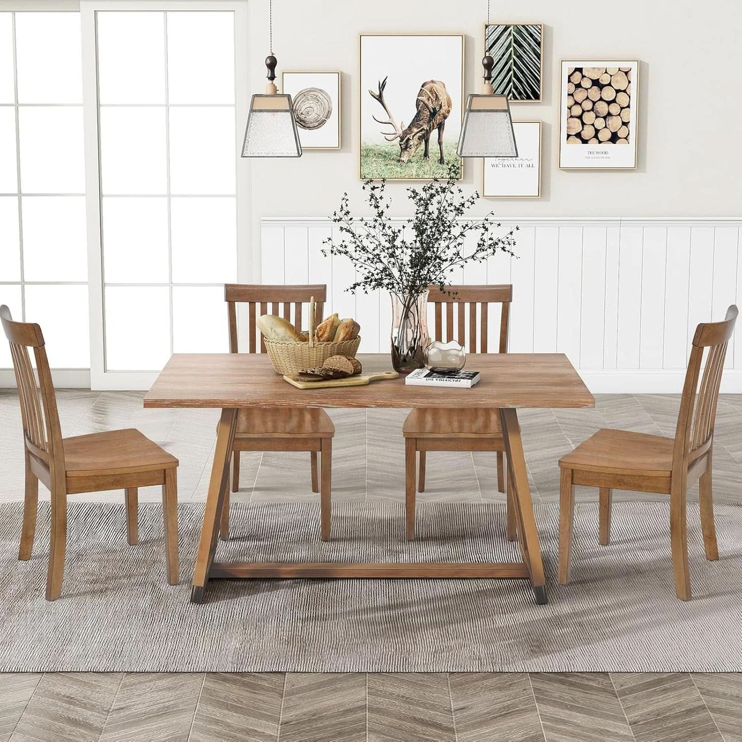 Windsor Spindle Back Dining Chairs Set Of 6 In Light Brown