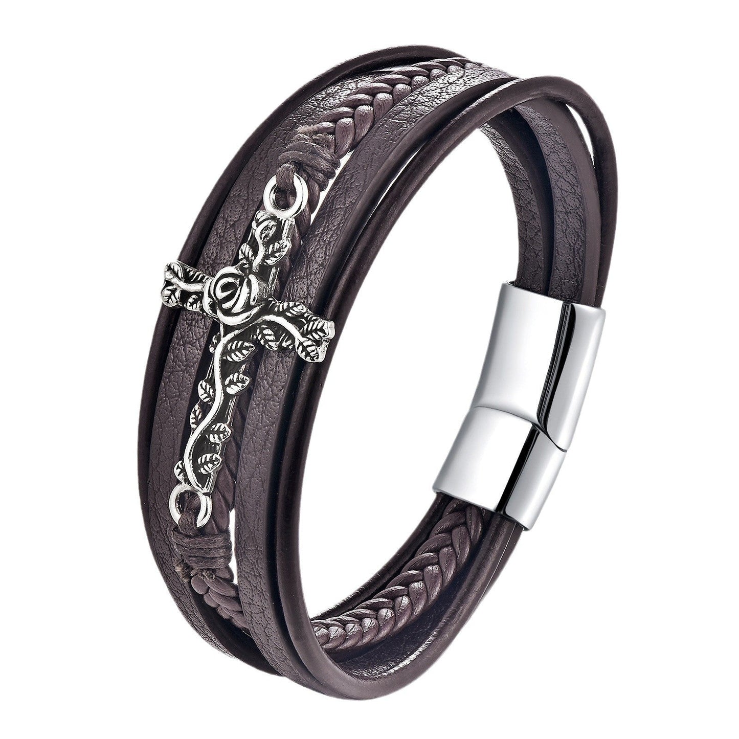 Retro Multi-layer Stainless Steel Creative Cross Bracelet