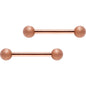 Rose Gold Color PVD Sandblasted Barbell Nipple Ring Set
