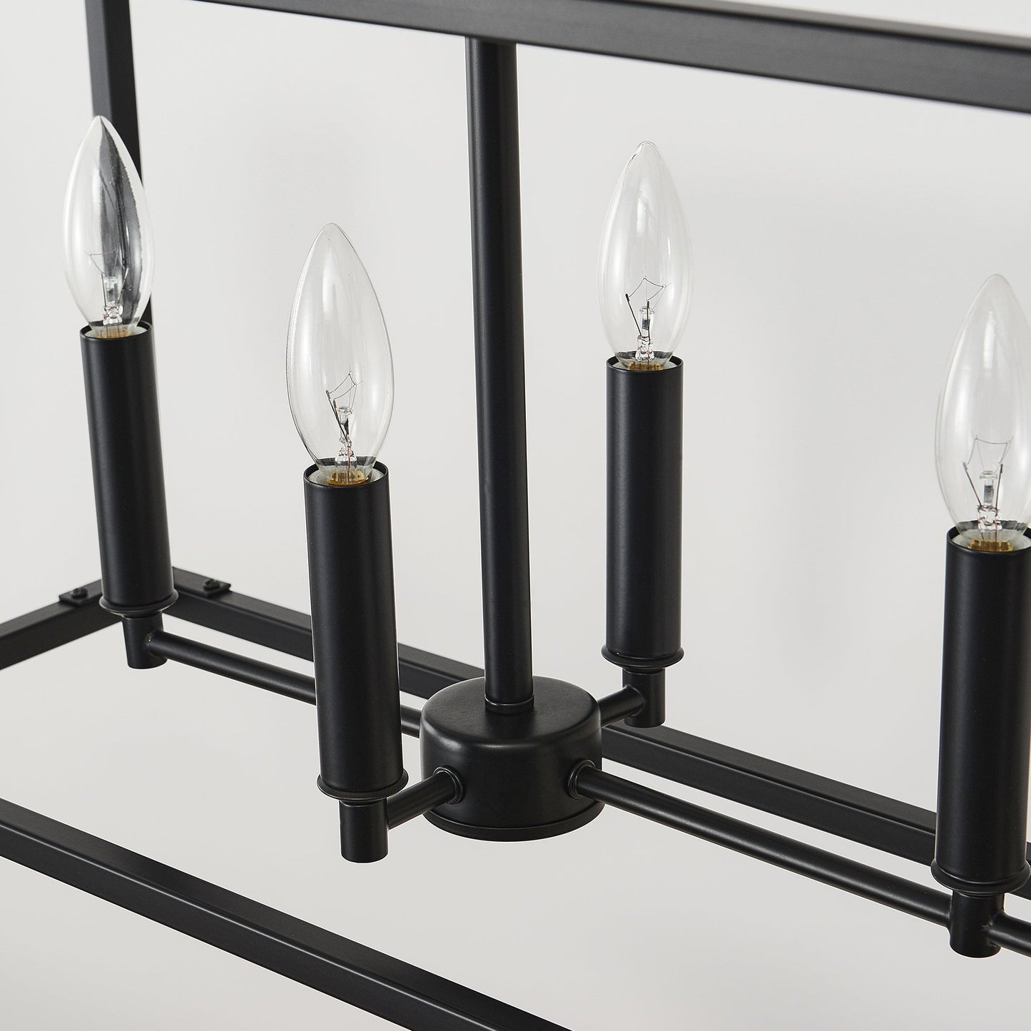 Chandelier Industrial Linear 5-Light Matte Black Metal Pendant 39 In