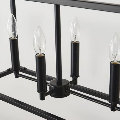 Chandelier Industrial Linear 5-Light Matte Black Metal Pendant 39 In