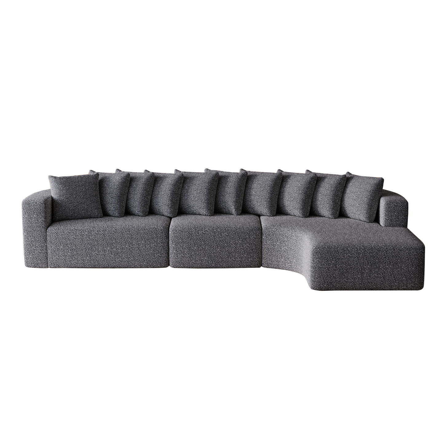 Cloud Sectional Sofa 131" Gray Chenille 3-Seat Right Chaise