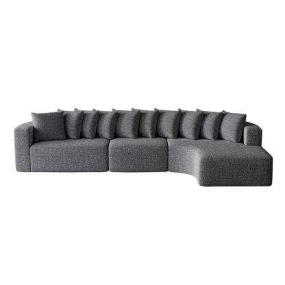 Cloud Sectional Sofa 131" Gray Chenille 3-Seat Right Chaise