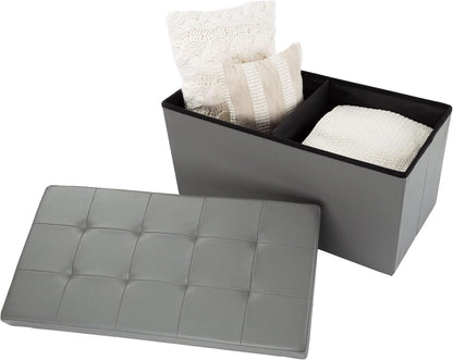 Storage Ottoman Bench 30 Inch Gray Removable Divider
