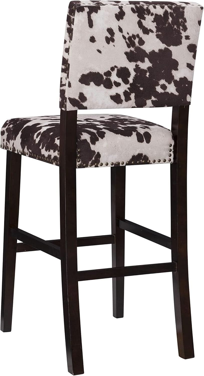 Stylish Cowhide Print Bar Stool with Comfortable Padded Seat