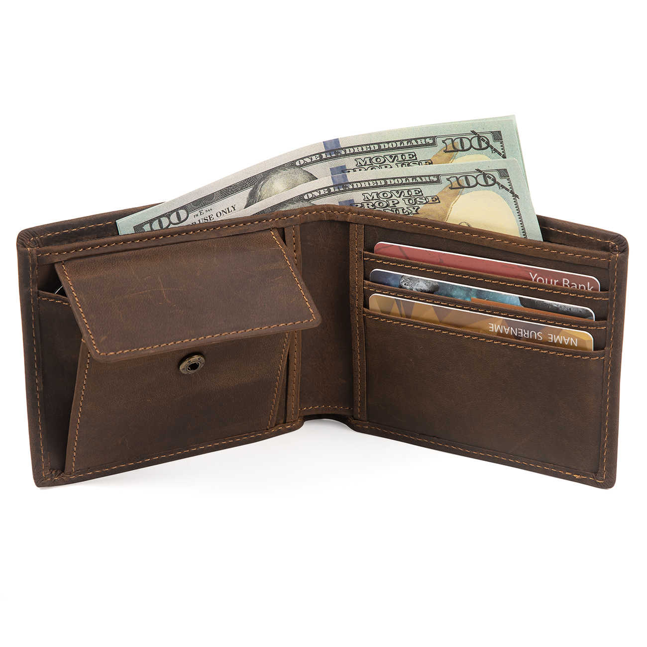Simple First Layer Cowhide Men's Short Card Package