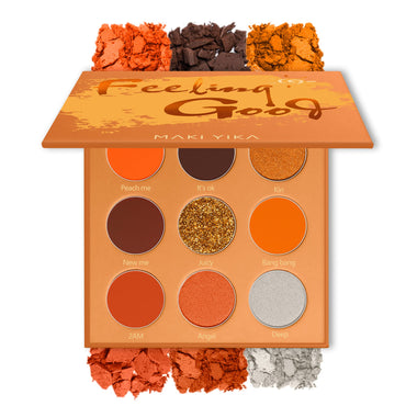 MAKI YIKA Orange Eyeshadow Palette Long Lasting Orange Eye Shadow for Women High Pigmented 9 Color Waterproof Orange Eye Makeup (#4 Orange)